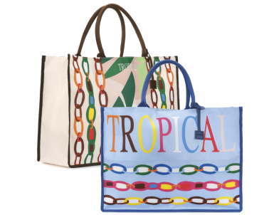 EB BORSA MARE TESSUTO STAMPA CATENE ASS